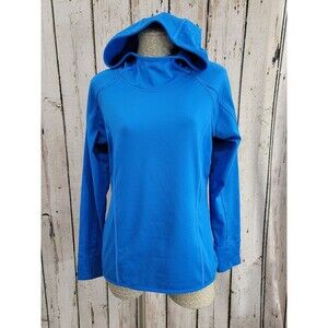 ATHLETA Plush Tech Hoodie Pullover Blue‎ Hooded Sweatshirt Women's Medium EUC